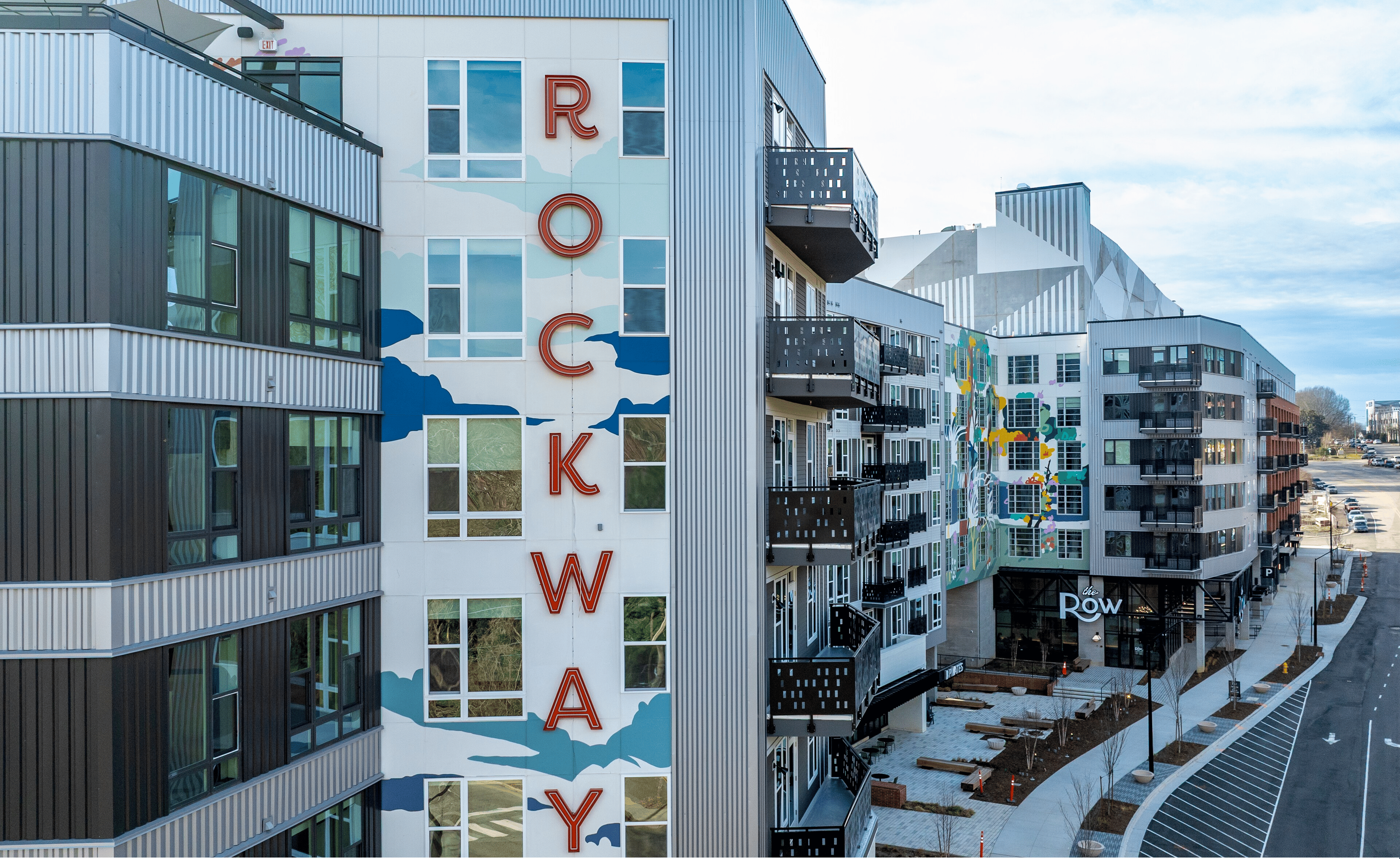 Ariel view of The Row in the Rockway district of downtown Raleigh