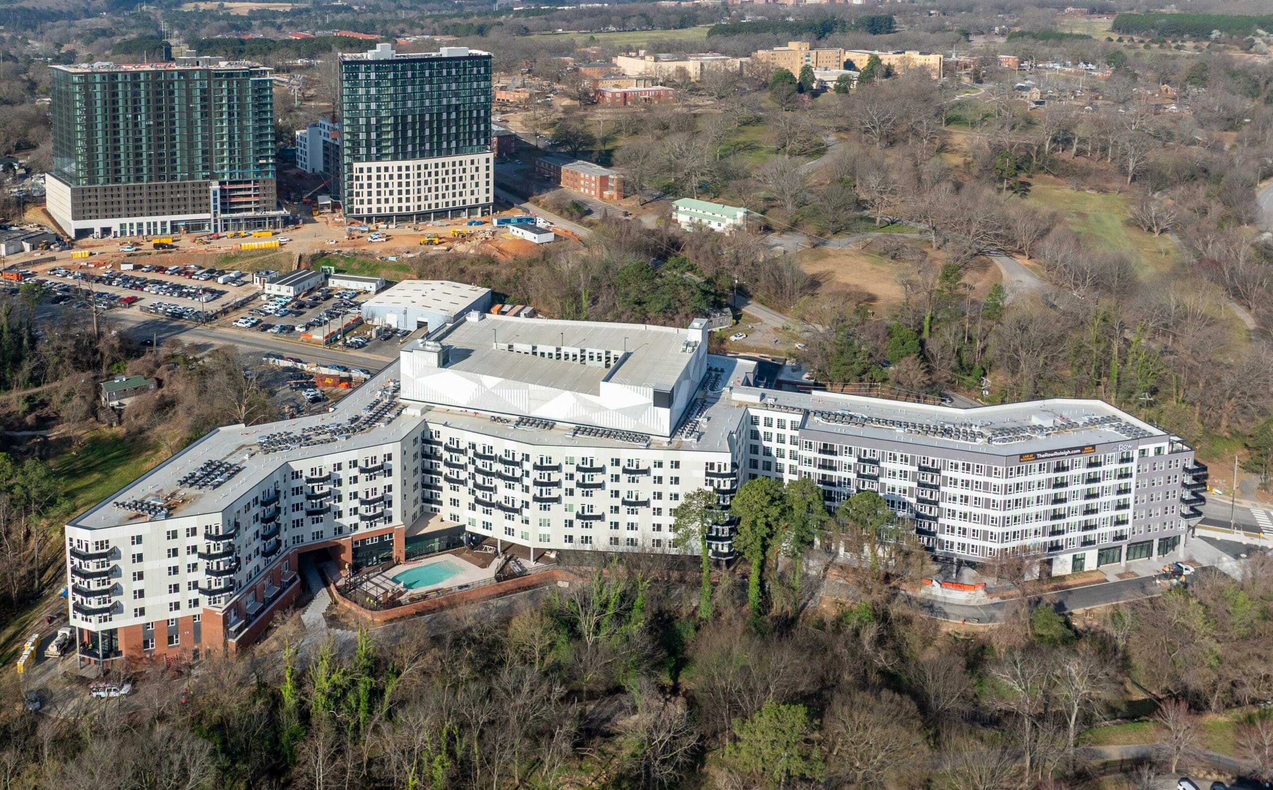 exterior view of the row in rockway. shows its location in downtown Raleigh